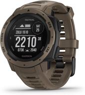 обновленные часы garmin instinct tactical gps - прочный дизайн, тактические функции, соответствие военному стандарту 810g сша для тепловой, ударной и водостойкости, цвет: бежевый логотип