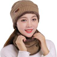 🧣 womens winter warm knitted beanie hats and scarf set from muryobao logo