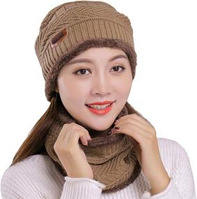 img 4 attached to 🧣 Womens Winter Warm Knitted Beanie Hats and Scarf Set from Muryobao