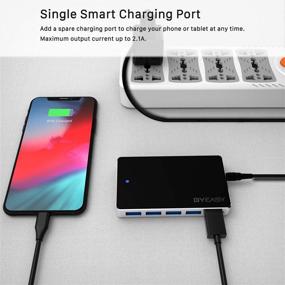 img 1 attached to 🔌 BYEASY 7-Port Powered USB 3.0 Hub with USB 3.1, Long Cable, Power Adapter, BC 1.2 Charging Port - for iMac, MacBook Pro/Air, Mac Pro, PS4, PC, Laptop