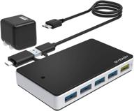 🔌 byeasy 7-port powered usb 3.0 hub with usb 3.1, long cable, power adapter, bc 1.2 charging port - for imac, macbook pro/air, mac pro, ps4, pc, laptop логотип