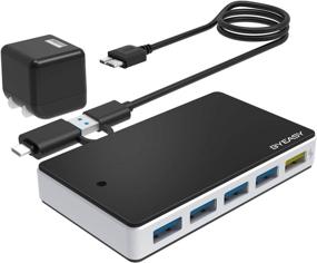 img 4 attached to 🔌 BYEASY 7-Port Powered USB 3.0 Hub with USB 3.1, Long Cable, Power Adapter, BC 1.2 Charging Port - for iMac, MacBook Pro/Air, Mac Pro, PS4, PC, Laptop