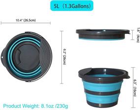 img 1 attached to 🪣 Collapsible Cleaning Bucket 2 Pack - Space Saving Foldable Plastic Bucket with Removable Filter, BPA Free for Outdoor Activities (Hiking, Camping, Travel) - Blue, 5 & 10 Liter