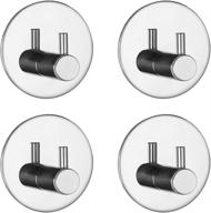 🔗 4-pack stainless steel self-adhesive wall hooks - heavy duty utility storage hooks for kitchen, bathroom, and shower - waterproof organizer for towels, robes, coats, and more логотип