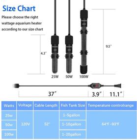 img 3 attached to 🐠 YOFOTHS Aquarium Heater 25W/50W/100W, Small Fish Tank Heater with Built-in Thermometer, Adjustable Temperature Mini Tank Heater for 5/10/20 Gallon, External Temperature Controller - Enhanced SEO