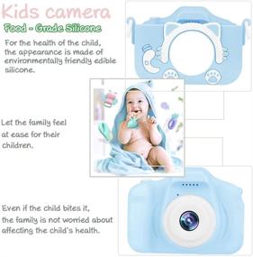 img 2 attached to 📷 Upgraded Kids Camera for Girls and Boys | 1080 IPS Child Video Camera Toys Gift | 3-10 Years Old Children | 32GB Memory Card & Protective Shell Included | Blue