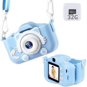img 4 attached to 📷 Upgraded Kids Camera for Girls and Boys | 1080 IPS Child Video Camera Toys Gift | 3-10 Years Old Children | 32GB Memory Card & Protective Shell Included | Blue