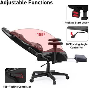 img 1 attached to 🎮 Hbada Gaming Chair - Ergonomic Racing Chair with Adjustable Headrest, Lumbar Support, and Footrest - High Back Computer Chair for E-Sports - Grey and Black