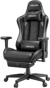 img 4 attached to 🎮 Hbada Gaming Chair - Ergonomic Racing Chair with Adjustable Headrest, Lumbar Support, and Footrest - High Back Computer Chair for E-Sports - Grey and Black