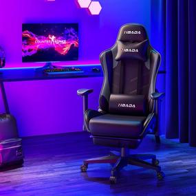 img 3 attached to 🎮 Hbada Gaming Chair - Ergonomic Racing Chair with Adjustable Headrest, Lumbar Support, and Footrest - High Back Computer Chair for E-Sports - Grey and Black