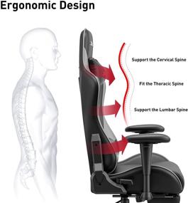 img 2 attached to 🎮 Hbada Gaming Chair - Ergonomic Racing Chair with Adjustable Headrest, Lumbar Support, and Footrest - High Back Computer Chair for E-Sports - Grey and Black