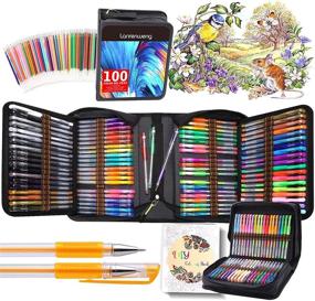 img 3 attached to 🖍️ 200 Piece Gel Pen Set with 100 Vibrant Colors & Refills - Fine-Tip Glitter Gel Pens for Kids, Adults, Coloring Books, Crafts, Scrapbooks, Bullet Journaling - Comes with Canvas Bag