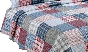 img 2 attached to Ultra Soft Marina Decoration Rich Printed Stitching Coverlet Bedspread Set with 2 Quilted Shams - Modern Multi Color Plaid Pattern, Queen/Full Size - Perfect for Summer Quilt