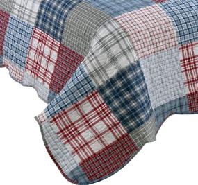 img 1 attached to Ultra Soft Marina Decoration Rich Printed Stitching Coverlet Bedspread Set with 2 Quilted Shams - Modern Multi Color Plaid Pattern, Queen/Full Size - Perfect for Summer Quilt