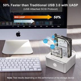 img 3 attached to 💻 Alxum USB 3.0 to SATA Dual Bay External Hard Drive Docking Station – Support 2.5/3.5 Inch HDD/SSD, UASP, 8TB Drives, Offline Clone – Aluminum Design