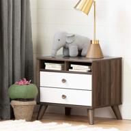 🌰 natural walnut and pure white yodi 2-drawer nightstand by south shore логотип