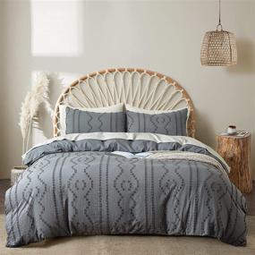 img 4 attached to 🛏️ Chic and Luxurious BEDAZZLED Duvet Covers King Size – Soft & Embroidered Boho Bedding Set in Dark Grey