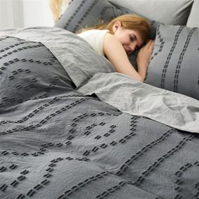 img 1 attached to 🛏️ Chic and Luxurious BEDAZZLED Duvet Covers King Size – Soft & Embroidered Boho Bedding Set in Dark Grey