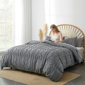 img 3 attached to 🛏️ Chic and Luxurious BEDAZZLED Duvet Covers King Size – Soft & Embroidered Boho Bedding Set in Dark Grey