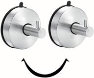 heavy duty stainless steel towel hooks, suction cup shower coat/robe hooks, removable wall mounted hooks for bathroom, kitchen, bedroom, restroom, hotel - brushed nickel (2 pack, silver) logo