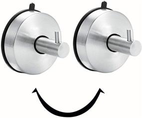 img 4 attached to Heavy Duty Stainless Steel Towel Hooks, Suction Cup Shower Coat/Robe Hooks, Removable Wall Mounted Hooks for Bathroom, Kitchen, Bedroom, Restroom, Hotel - Brushed Nickel (2 Pack, Silver)