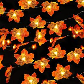 img 4 attached to 🍁 Rocinha Lighted Fall Garland Thanksgiving Decorations: 40 LED Maple Leaves Garland with Lights – 14.4 Ft and 7.2 Ft, Pack of 2