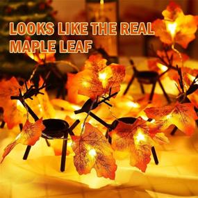 img 2 attached to 🍁 Rocinha Lighted Fall Garland Thanksgiving Decorations: 40 LED Maple Leaves Garland with Lights – 14.4 Ft and 7.2 Ft, Pack of 2