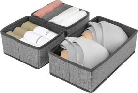 img 4 attached to 📦 Grey Rectangular Soft Fabric Drawer Organizer Bin for Lingerie, Bras, Socks, Leggings, Clothes, Purses, Scarves - Pack of 3