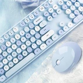 img 1 attached to 💻 Эффективная беспроводная клавиатура и мышь в стиле пишущей машинки с 104 клавишами - Синий и Голубой, 2,4 ГГц беспрерывное соединение