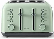 buydeem dt-640 4-slice toaster, retro stainless steel with high lift lever, extra wide slots, bagel and muffin function, removable crumb tray, 7-shade settings - cozy greenish логотип