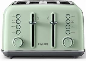 img 4 attached to BUYDEEM DT-640 4-Slice Toaster, Retro Stainless Steel with High Lift Lever, Extra Wide Slots, Bagel and Muffin Function, Removable Crumb Tray, 7-Shade Settings - Cozy Greenish