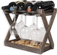 cava solid wood wine and glass rack: rustic walnut tabletop cork storage tray & bottle holder логотип