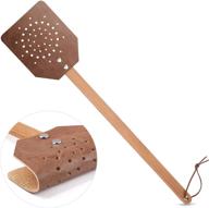 🍫 youngjoy leather heavy duty 19 inch rustic manual swat with wooden long handle - strong and stylish fly swatter (1 pack, chocolate) logo