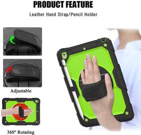 img 1 attached to 📱 Kids Boys iPad 9th Generation Case with Screen Protector - SIBEITU 10.2 inch iPad New Case with Stylus Holder - Rugged 3 Layer Cover for iPad 8th Gen 2021/2020/2019 - Green, with Stand Strap for Class