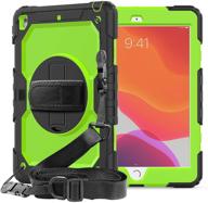 📱 kids boys ipad 9th generation case with screen protector - sibeitu 10.2 inch ipad new case with stylus holder - rugged 3 layer cover for ipad 8th gen 2021/2020/2019 - green, with stand strap for class logo