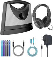 🔊 serene innovations bt-200 tv soundbox wireless speaker bundle with sr350 headphones, blucoil 6' 3.5mm extension cable, 5-ft audio aux cable, and 5x cable ties logo