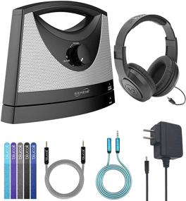 img 4 attached to 🔊 Serene Innovations BT-200 TV SoundBox Wireless Speaker Bundle with SR350 Headphones, Blucoil 6' 3.5mm Extension Cable, 5-FT Audio Aux Cable, and 5X Cable Ties