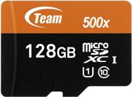 карточка памяти team 128 гб microsdxc uhs-i/u1 класса 10 - высокоскоростное хранилище с адаптером (80 мб/с) логотип