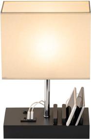 img 3 attached to 🔌 Multi-Functional Desk Lamp with 3 USB Charging Ports and Phone Charge Dock, Table Lamp with Charging Station and Organizer, Ideal Light for Bedroom, Living Room, Office, Linen Shade - Briever
