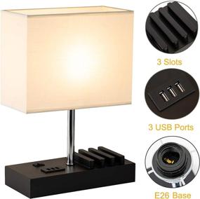 img 1 attached to 🔌 Multi-Functional Desk Lamp with 3 USB Charging Ports and Phone Charge Dock, Table Lamp with Charging Station and Organizer, Ideal Light for Bedroom, Living Room, Office, Linen Shade - Briever