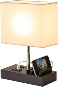 img 2 attached to 🔌 Multi-Functional Desk Lamp with 3 USB Charging Ports and Phone Charge Dock, Table Lamp with Charging Station and Organizer, Ideal Light for Bedroom, Living Room, Office, Linen Shade - Briever