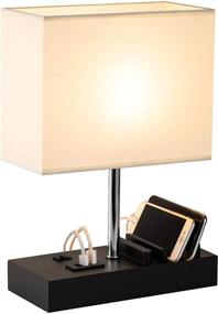 img 4 attached to 🔌 Multi-Functional Desk Lamp with 3 USB Charging Ports and Phone Charge Dock, Table Lamp with Charging Station and Organizer, Ideal Light for Bedroom, Living Room, Office, Linen Shade - Briever