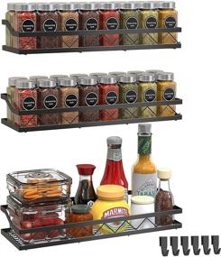 img 4 attached to Auledio Spice Rack: Optimize Kitchen Space with Wall-Mounted and Cabinet Organization (3 Pack)