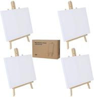 🎨 set of 4 wooden art tabletop painting easels with 16-inch canvas - ideal easel stand bundle logo