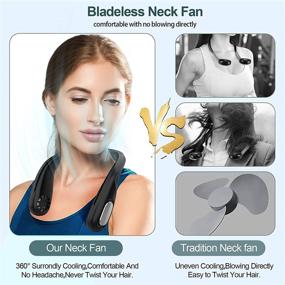 img 2 attached to 🌀 Portable Neck Fan Rechargeable: Hands-Free Bladeless Cooling, 360° Airflow for Outdoor Sports & Travel (Black)