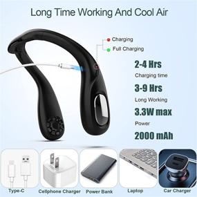 img 1 attached to 🌀 Portable Neck Fan Rechargeable: Hands-Free Bladeless Cooling, 360° Airflow for Outdoor Sports & Travel (Black)