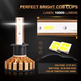 img 3 attached to 💡 Max5 H1 LED Headlight Bulbs: 10000 Lumens, 6000K Xenon White, COB Chips - Extremely Bright and Error-free