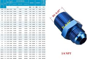 img 1 attached to 🔵 Производительность AC Алюминий -3 AN AN3 Flare к 1/4 NPT Мужской адаптер для топливного масляного шланга, соединительный муфтовый трубопровод, JIC 3AN 3/8-24 Мужской фланец к 1/4" NPT Мужская резьба, Голубая Анодированная