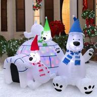 inflatable polar bear family igloo outdoor christmas blow 🐻 up yard decorations - 5x7x6 ft, multi-colored led lights, by happythings! логотип