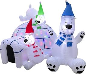 img 1 attached to Inflatable Polar Bear Family Igloo Outdoor Christmas Blow 🐻 Up Yard Decorations - 5x7x6 ft, Multi-Colored LED Lights, by HappyThings!